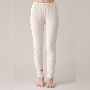 🌸 Petit Bateau Girls Wool-Cotton Thermal Sleep Pants PJs 10–12 Pink Dots Bow